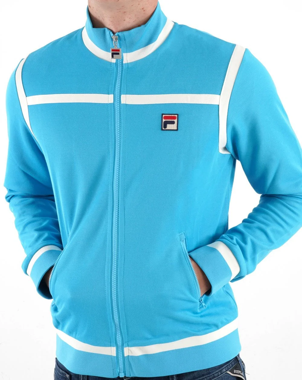 Fila Vintage Nate Track Top Aqua Blue/Off White - Image 3
