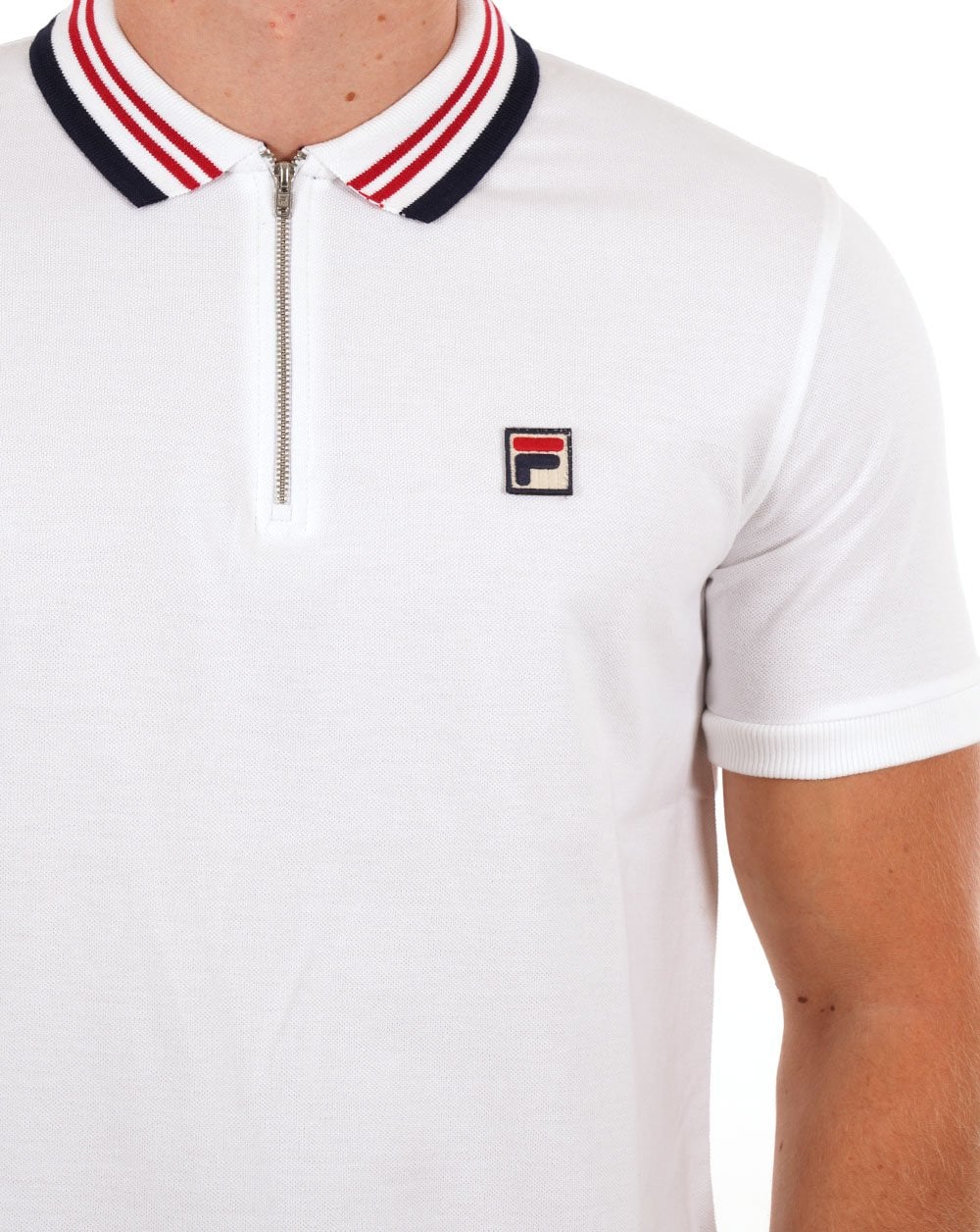 Fila Vintage Pietro Zip Polo Shirt White - Image 3