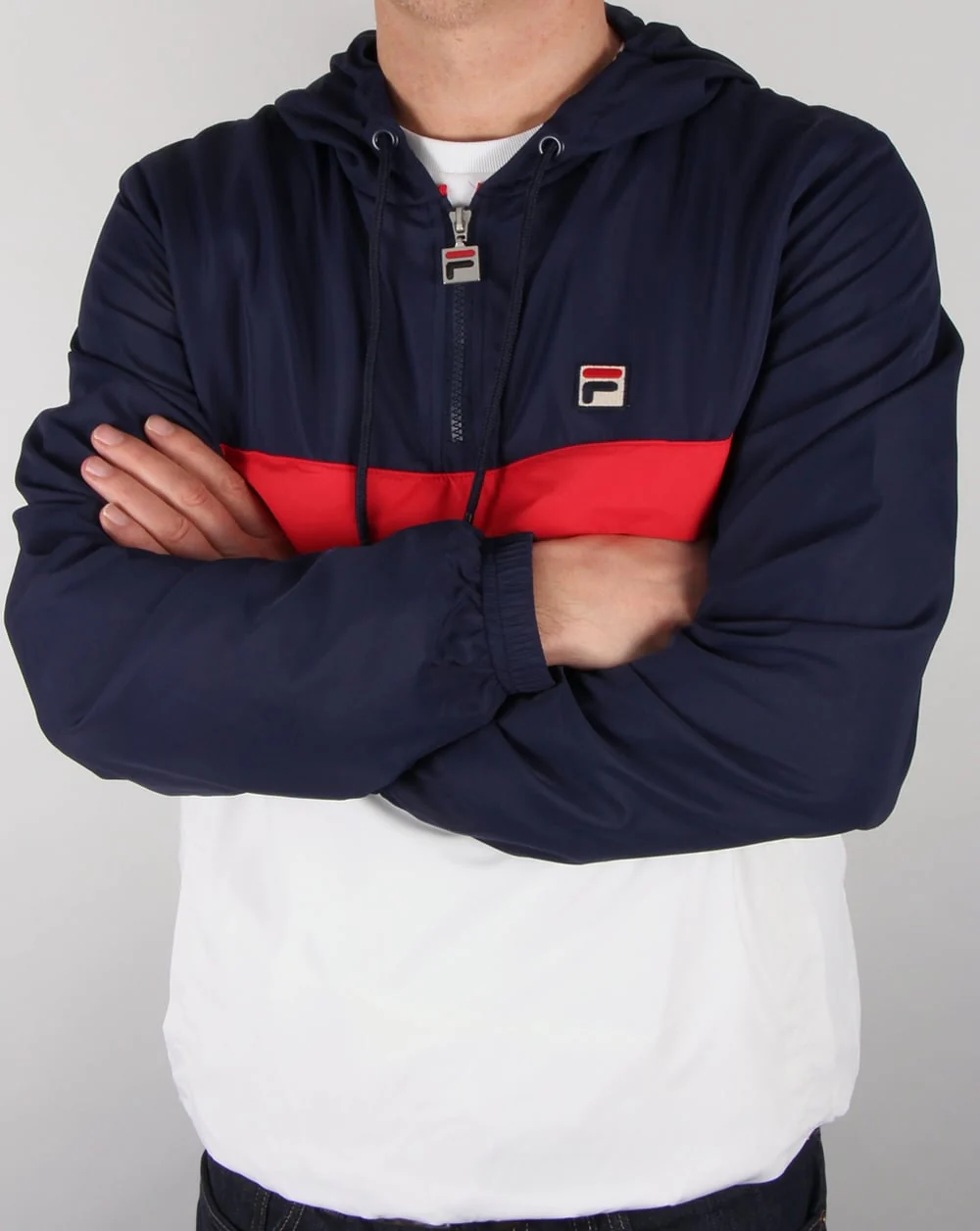 Fila Vintage Qtr Zip Overhead Jacket Navy/White/Red - Image 3