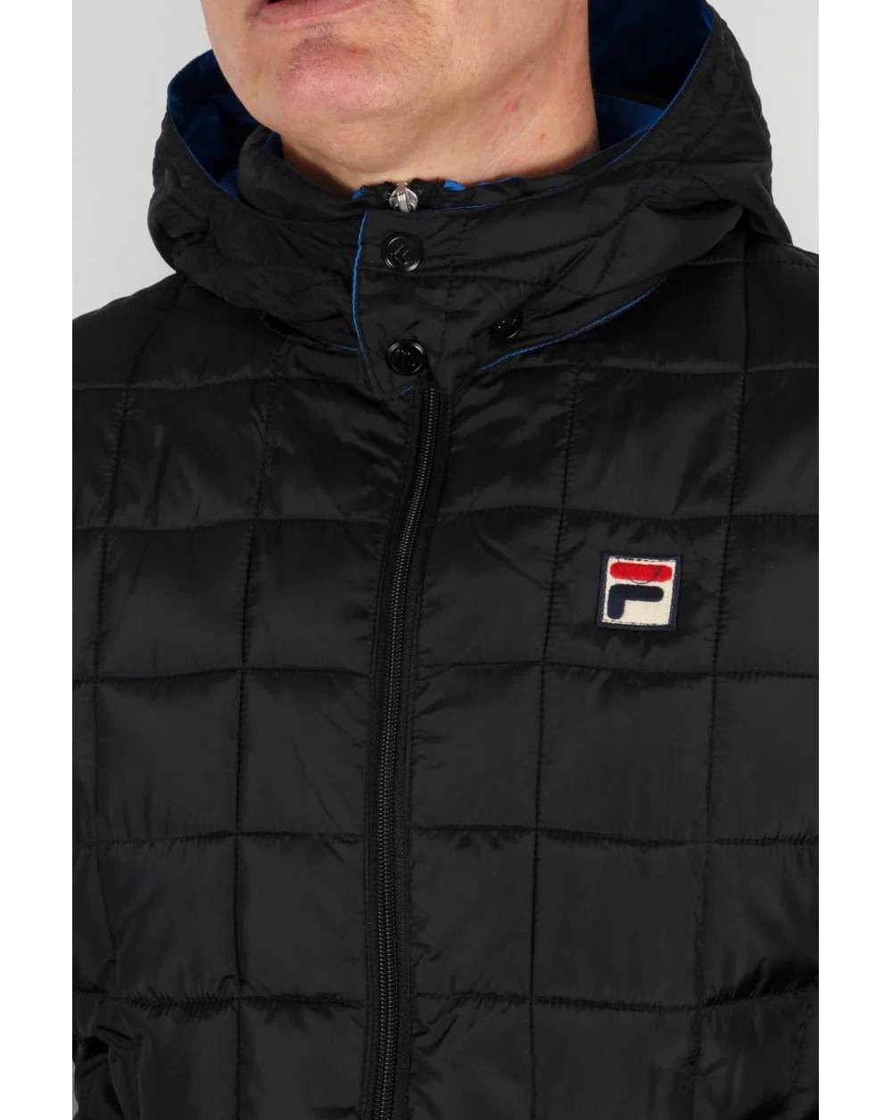 Fila Vintage Quilted Hooded Jacket Black - Image 2