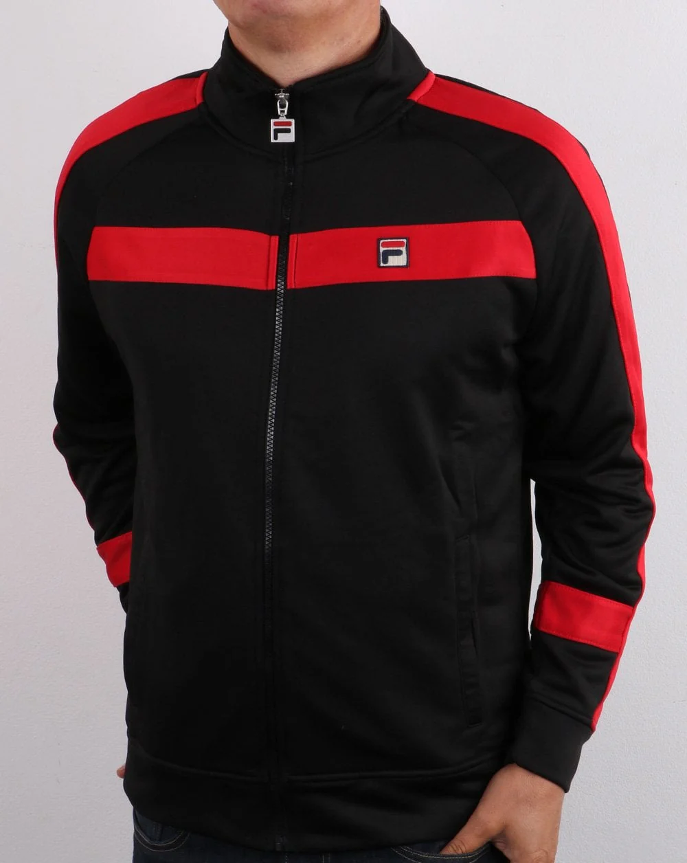 Fila Vintage Renzo Track Top Black/Red - Image 4