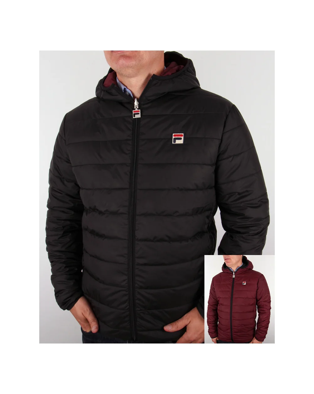Fila Vintage Reversible Puffer Jacket Black/deep Wine - Image 4