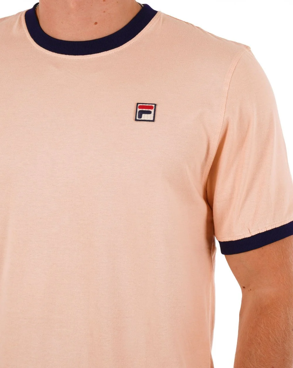 Fila Vintage Ringer T Shirt Peach/Navy - Image 2