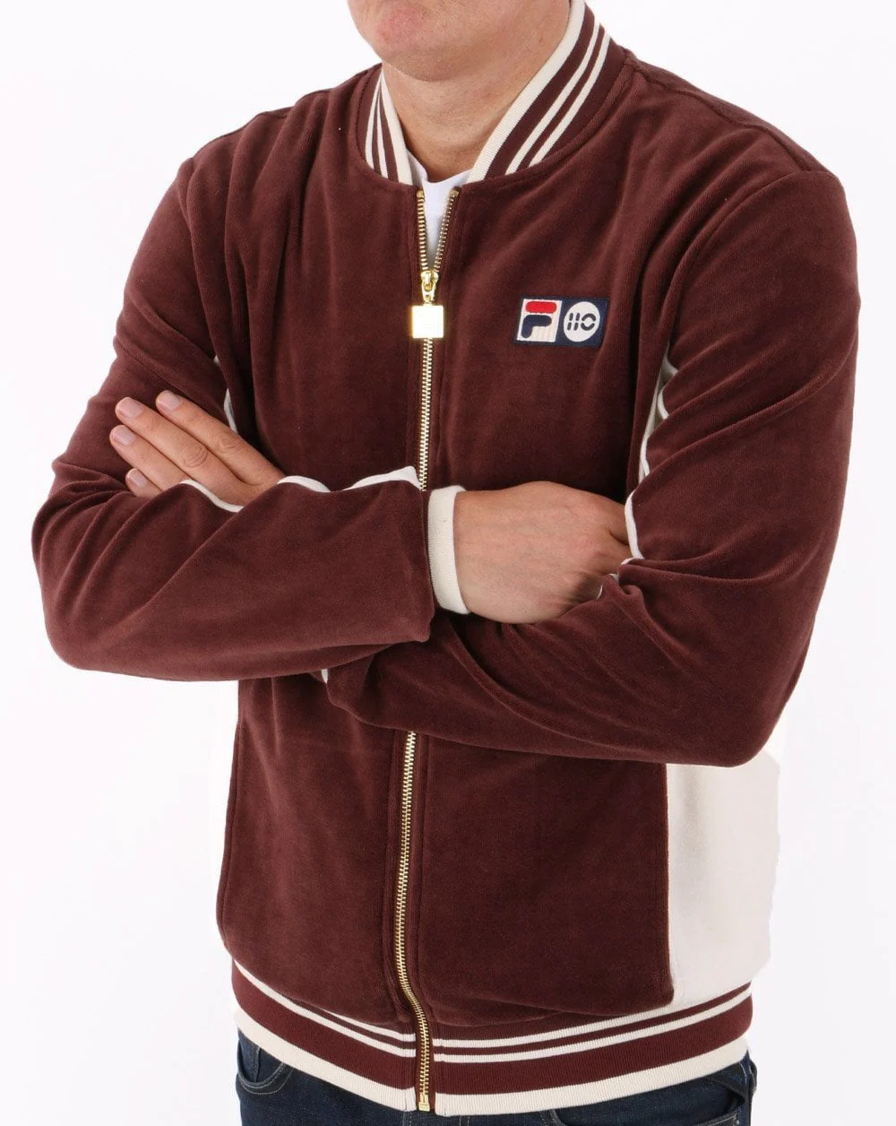 Fila Vintage Settanta 110 Velour Track Top Choc - Image 3