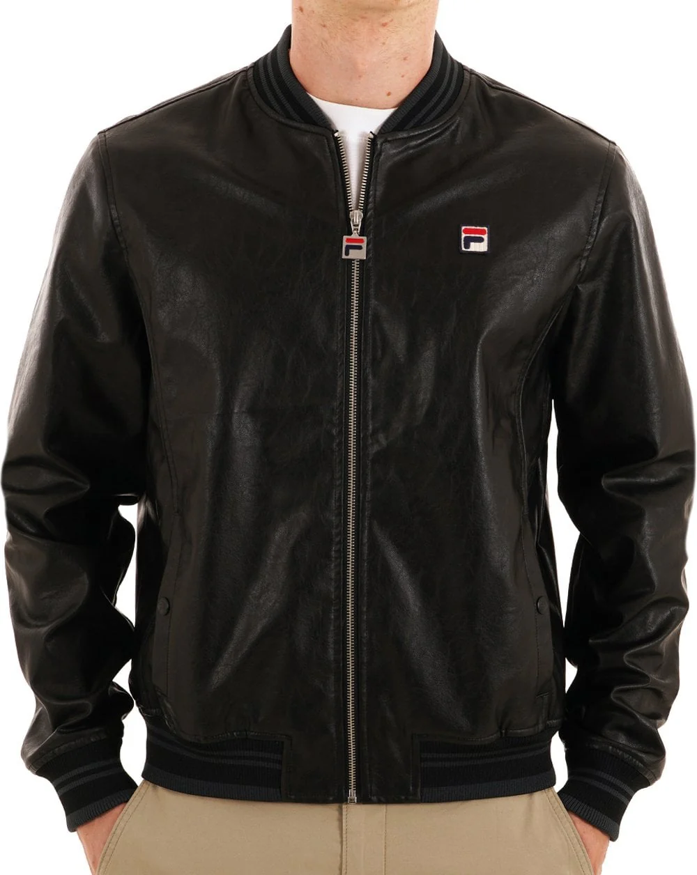 Fila Vintage Settanta Leather Look Jacket Black