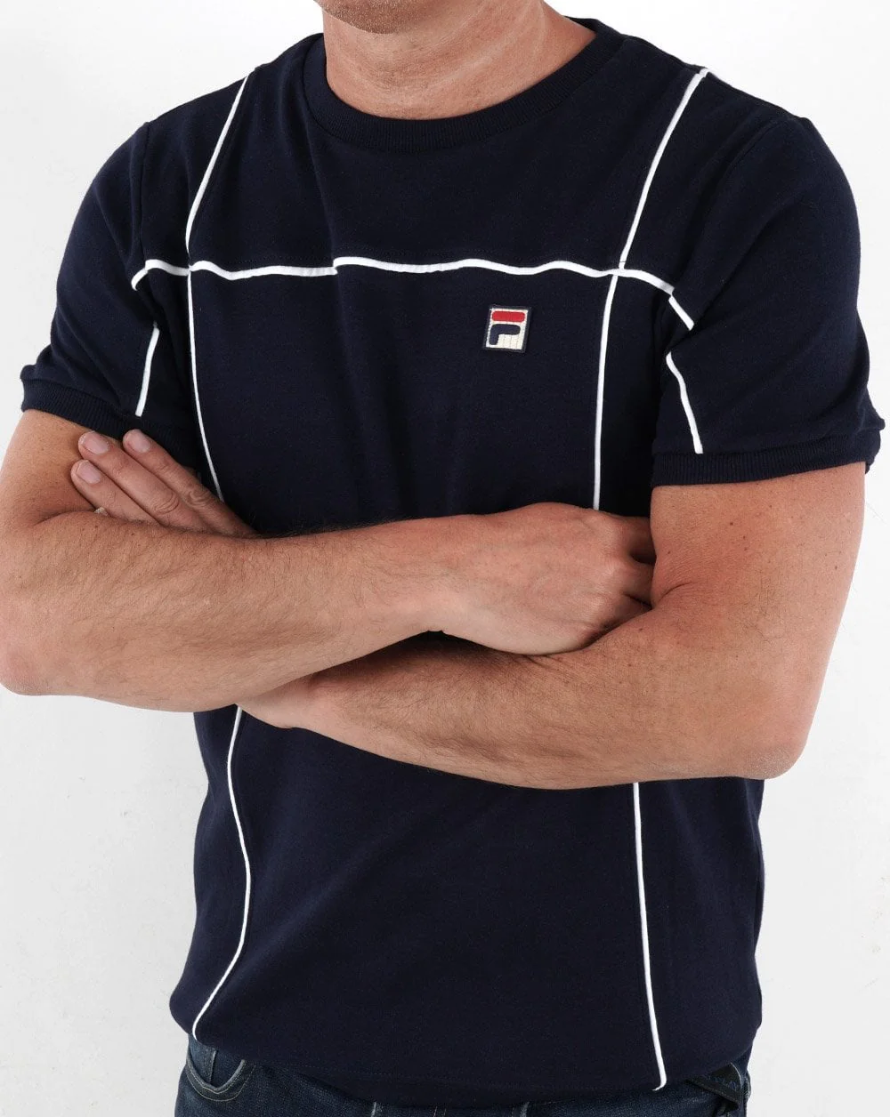 Fila Vintage Terrinda T Shirt Navy/White - Image 3
