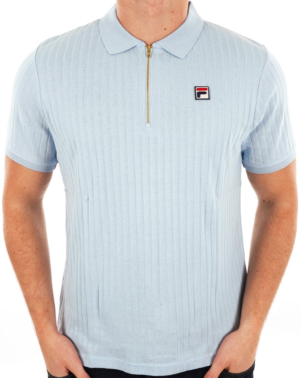 Fila Vintage Zip Polo Sky Blue - Image 2