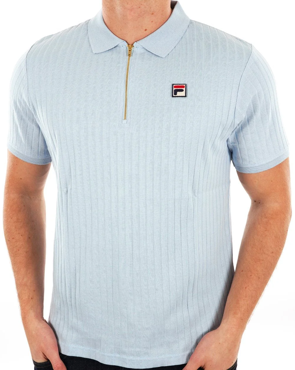 Fila Vintage Zip Polo Sky Blue - Image 3