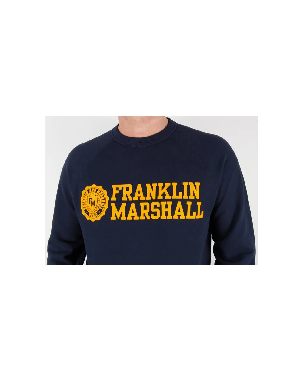 Franklin And Marshall Logo Sweatshirt Navy/Gold - Image 2