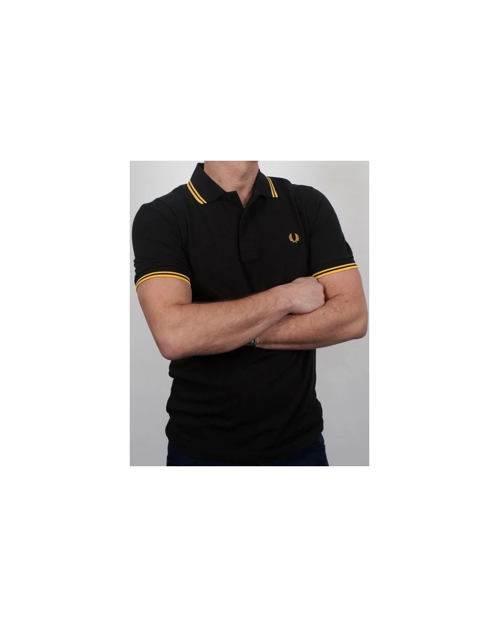 Fred Perry Twin Tipped Polo Shirt Black/Yellow - Image 2