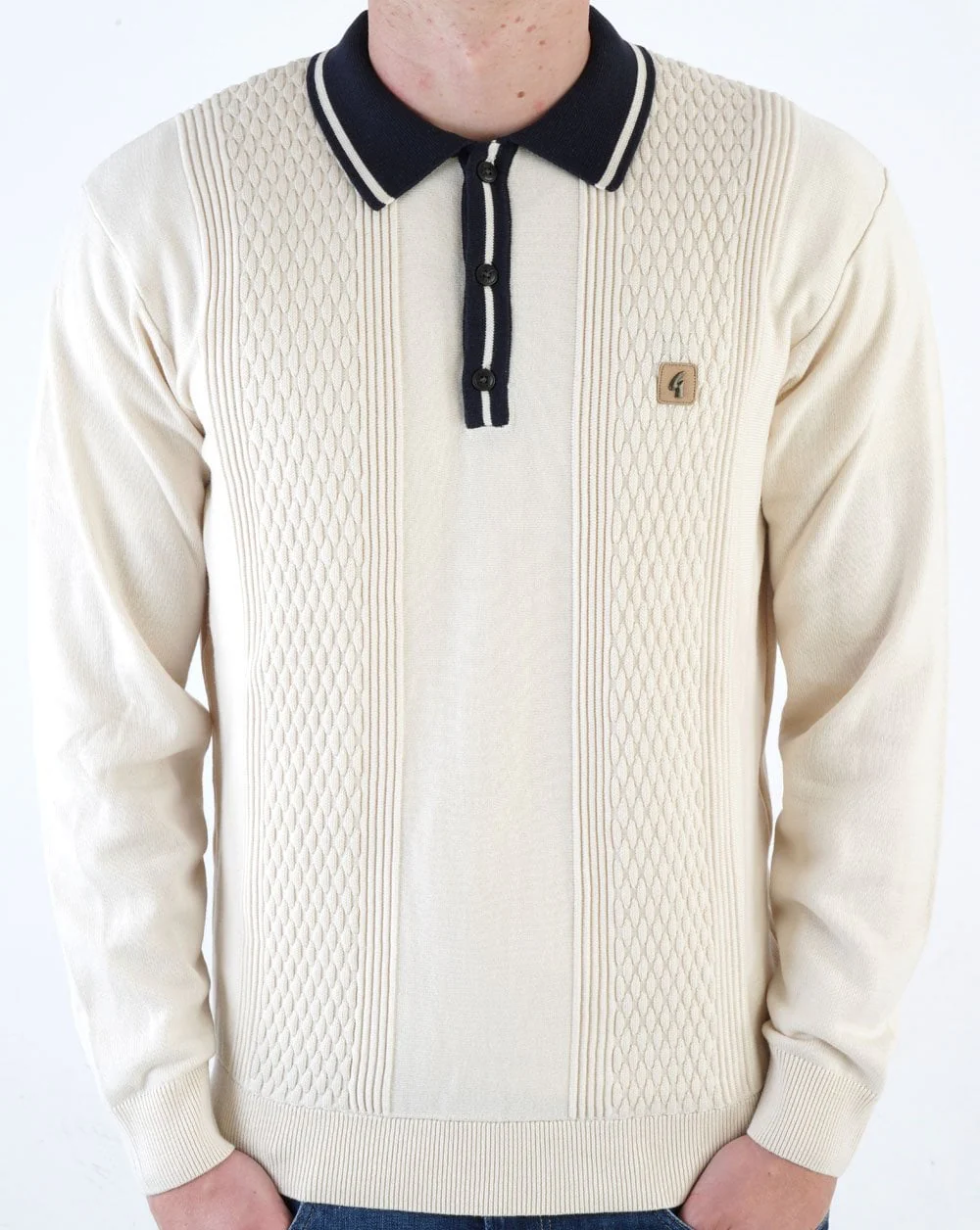 Gabicci Vintage Bethal Knit Polo Cream