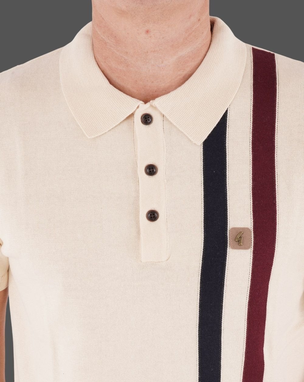 Gabicci Vintage Como Knit Polo Oat - Image 2