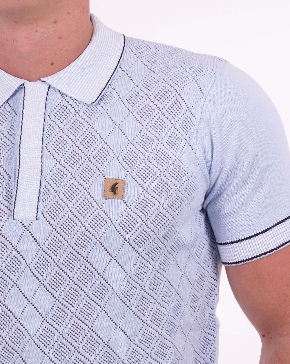 Gabicci Vintage Dafoe Knit Polo Sky - Image 2