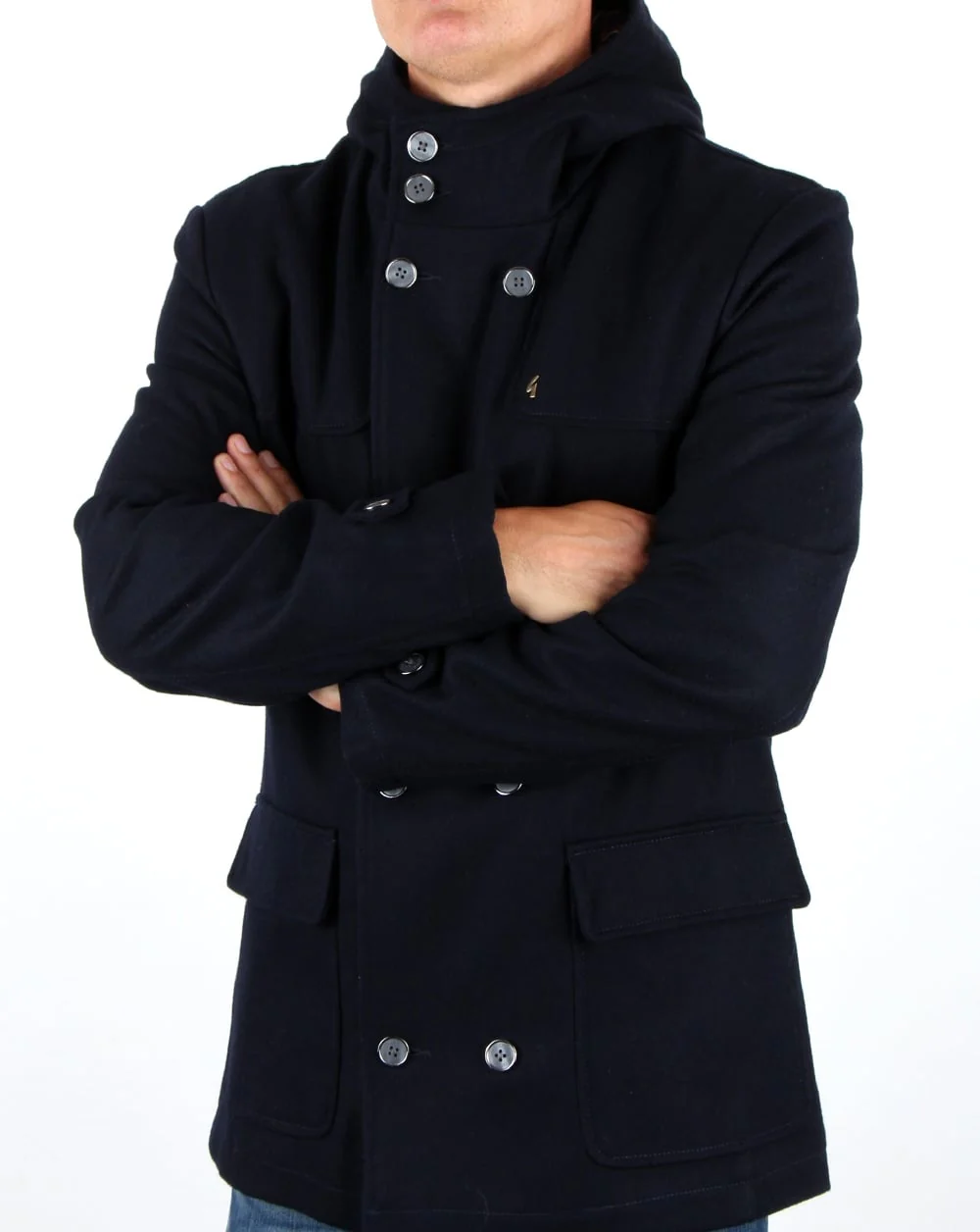 Gabicci Vintage Duffle Coat Navy - Image 3