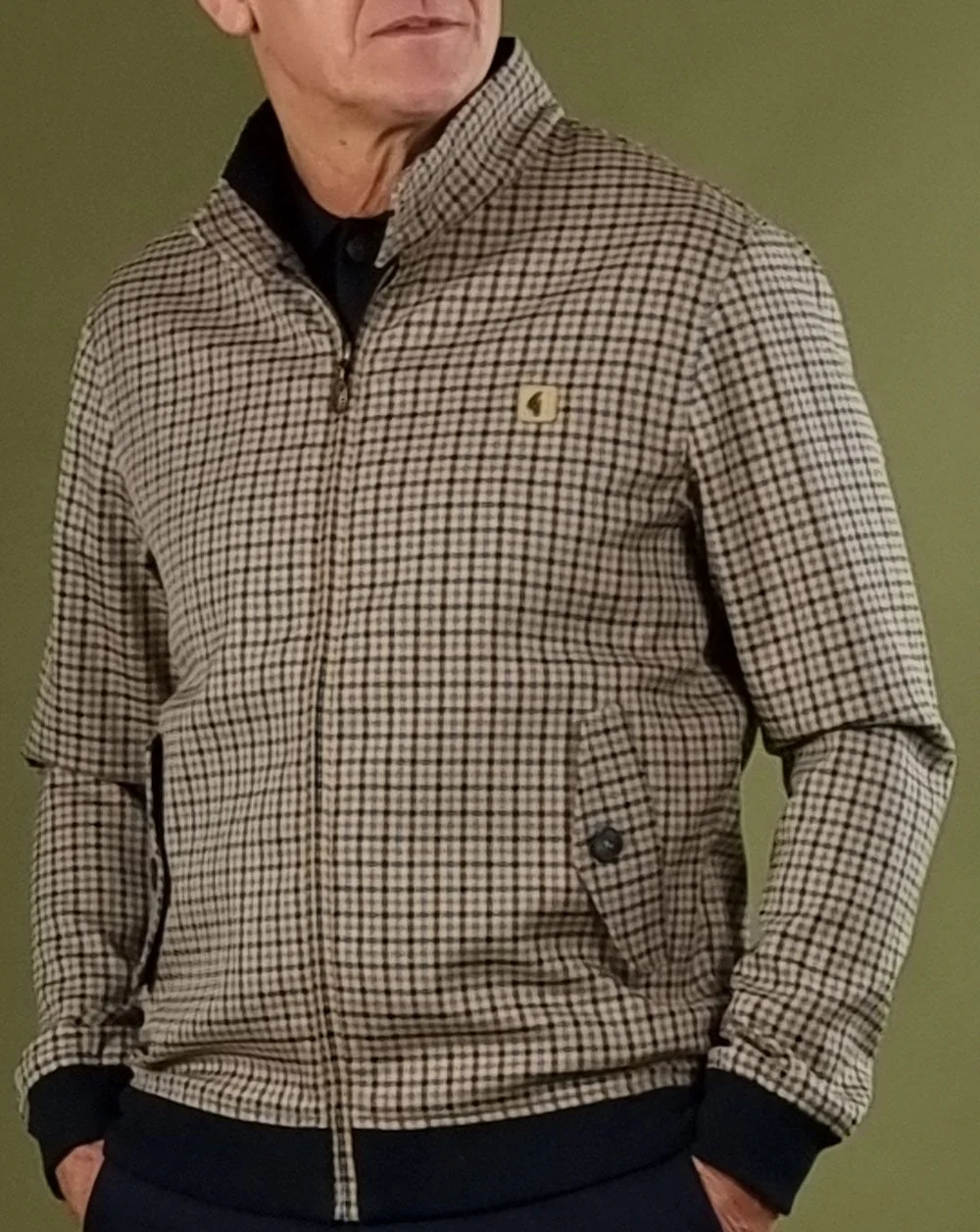 Gabicci Vintage Hadrian Checked Harrington Jacket Beige