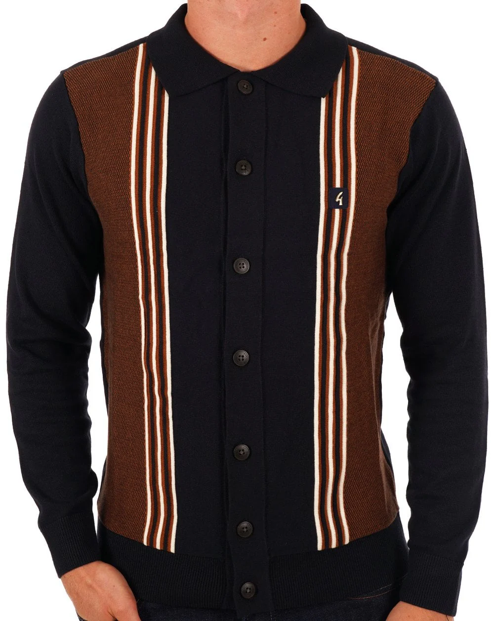 Gabicci Vintage Hanson Button Through Knit Navy - Image 3