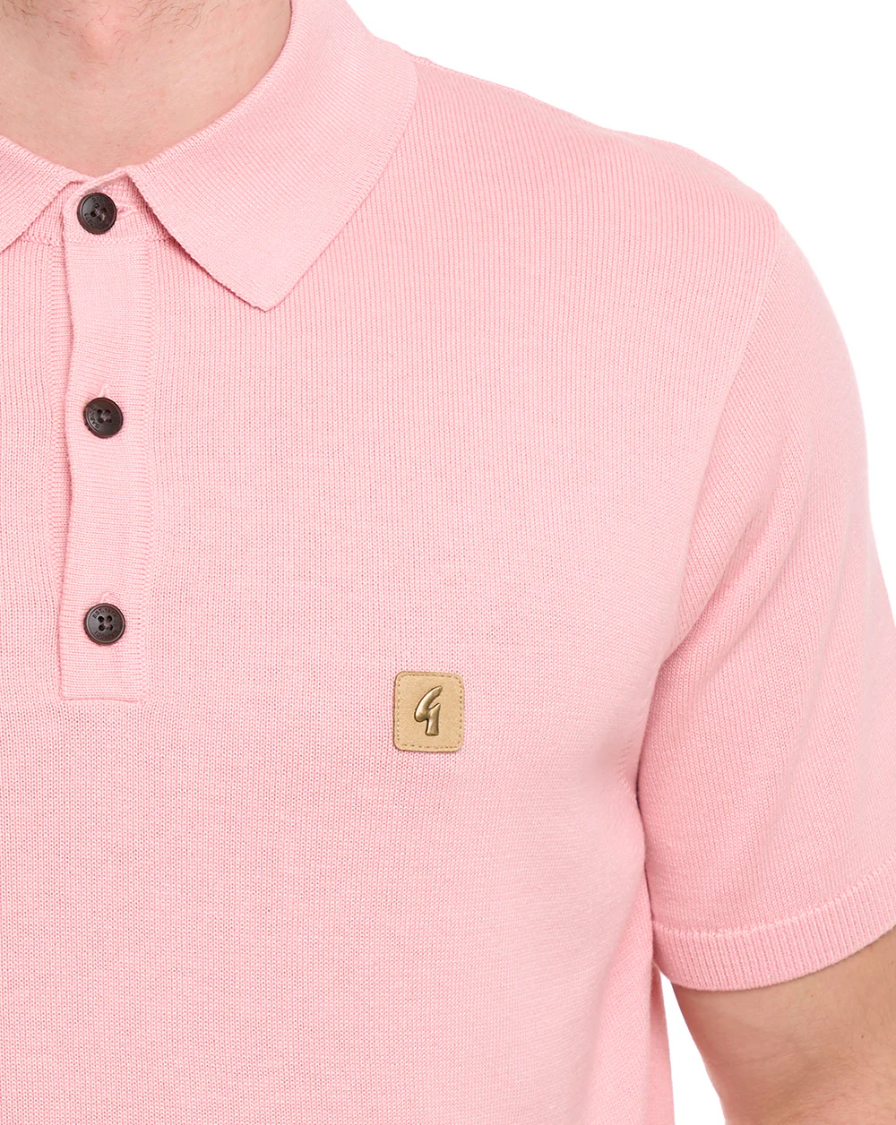 Gabicci Vintage Jackson Knit Polo Candy Pink - Image 3