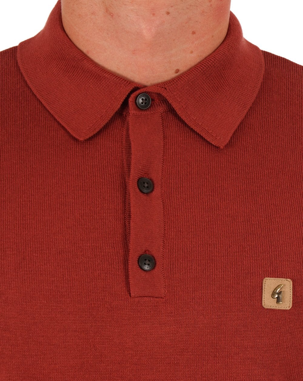 Gabicci Vintage Jackson Knitted Polo Rust - Image 2