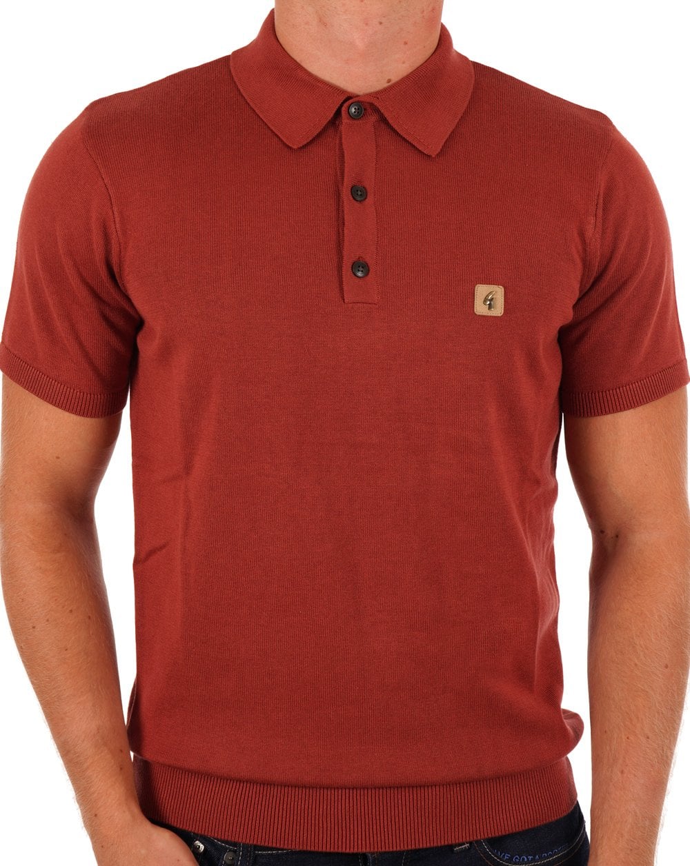 Gabicci Vintage Jackson Knitted Polo Rust - Image 3