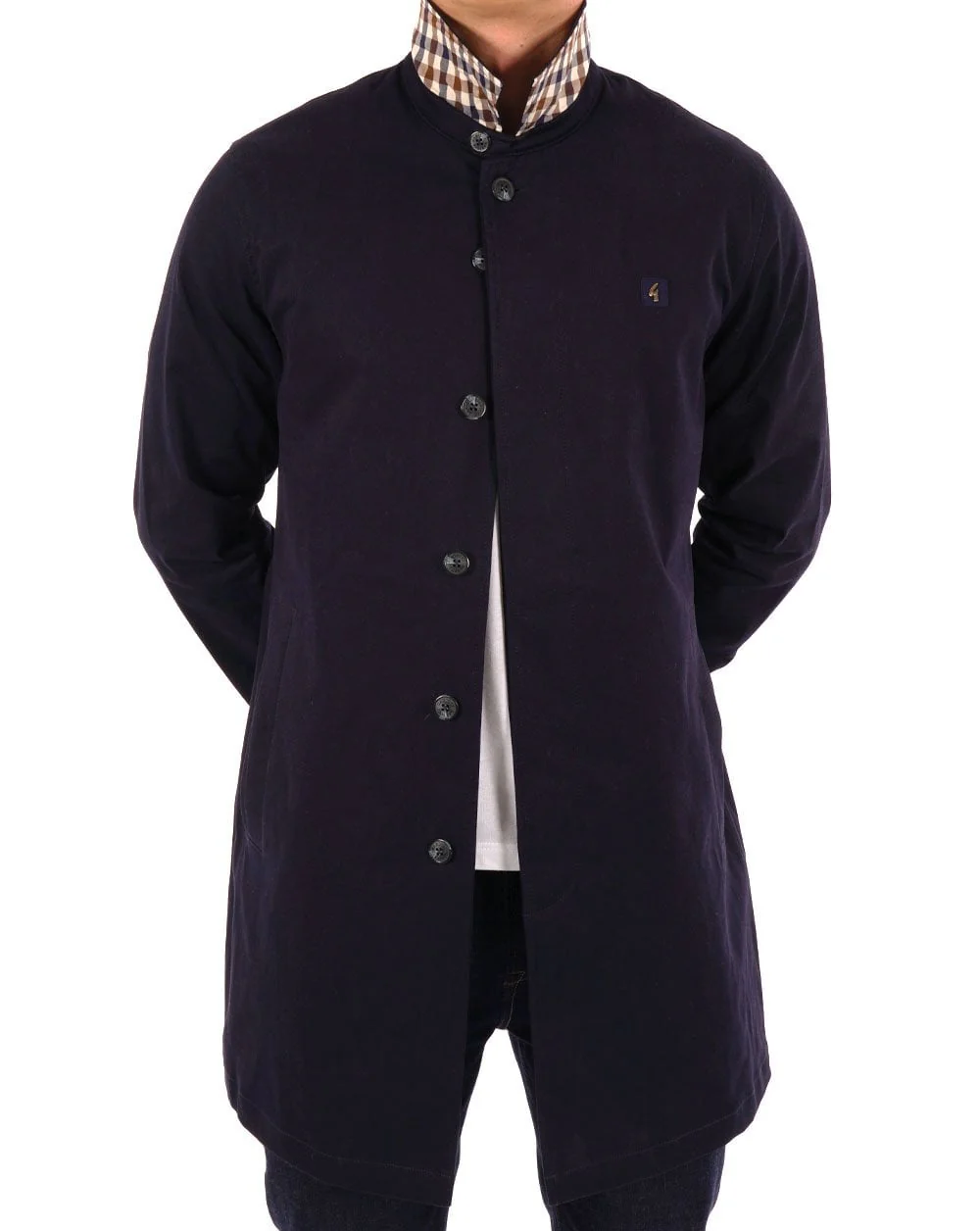 Gabicci Vintage Mac Navy Check collar