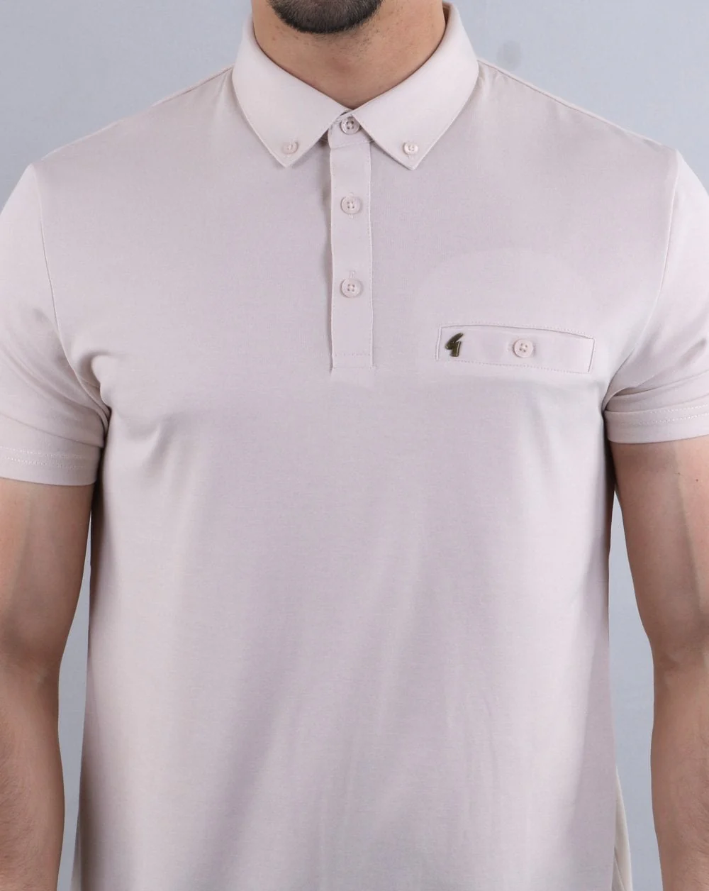 Gabicci Vintage Polo Shirt Oat - Image 4