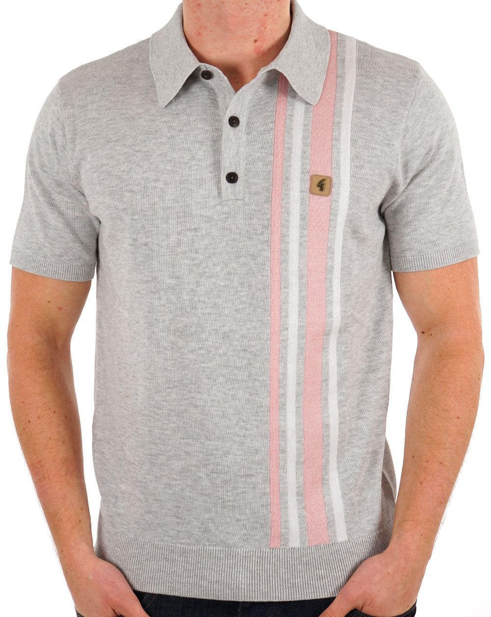 Gabicci Vintage Soda Knit Polo Grey - Image 3