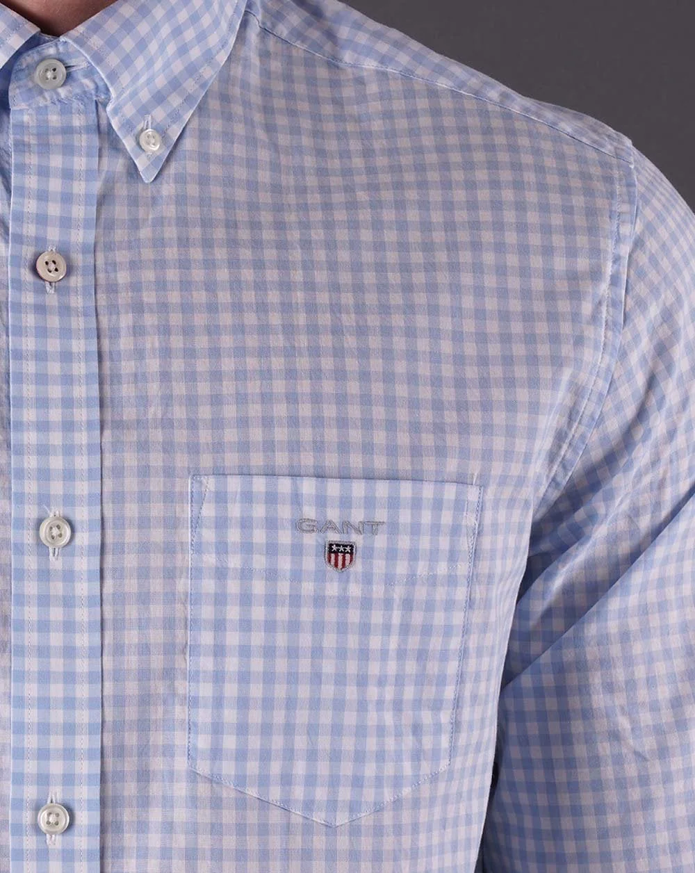 Gant Broadcloth Gingham Shirt Capri Blue - Image 2