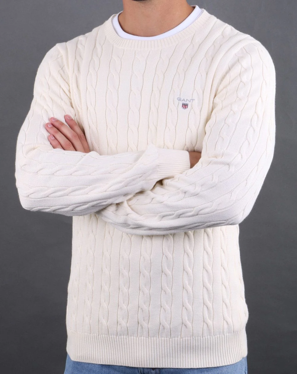 Gant Cable Crew Knit Cream