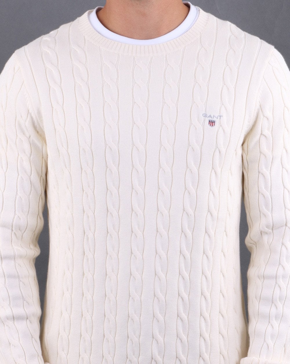 Gant Cable Crew Knit Cream - Image 4