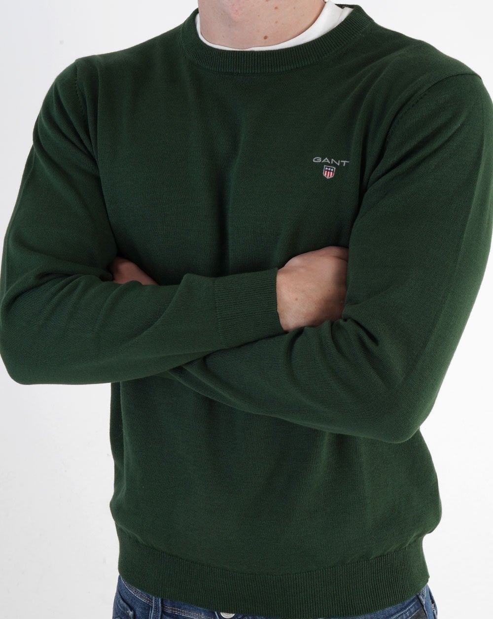 Gant Classic Crew Neck Jumper Green - Image 3