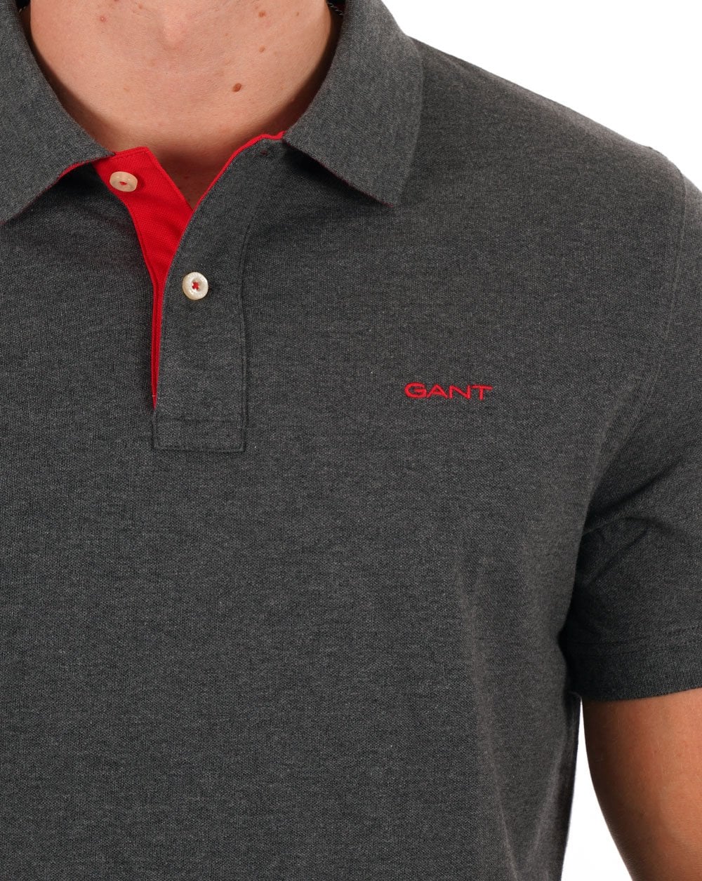Gant Contrast Collar Polo Grey Melange - Image 2