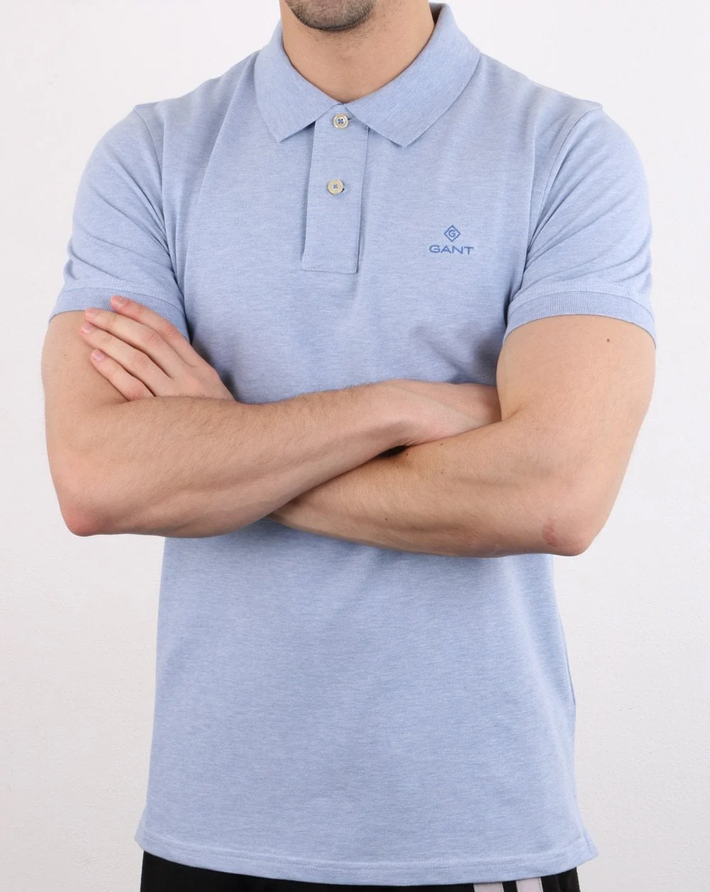 Gant Contrast Collar Polo Shirt Ice Blue - Image 4