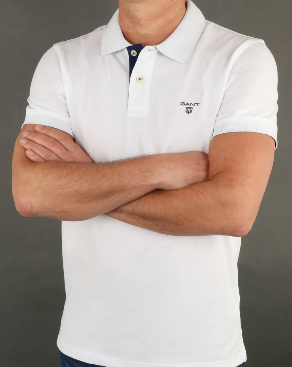Gant Contrast Collar Polo Shirt White