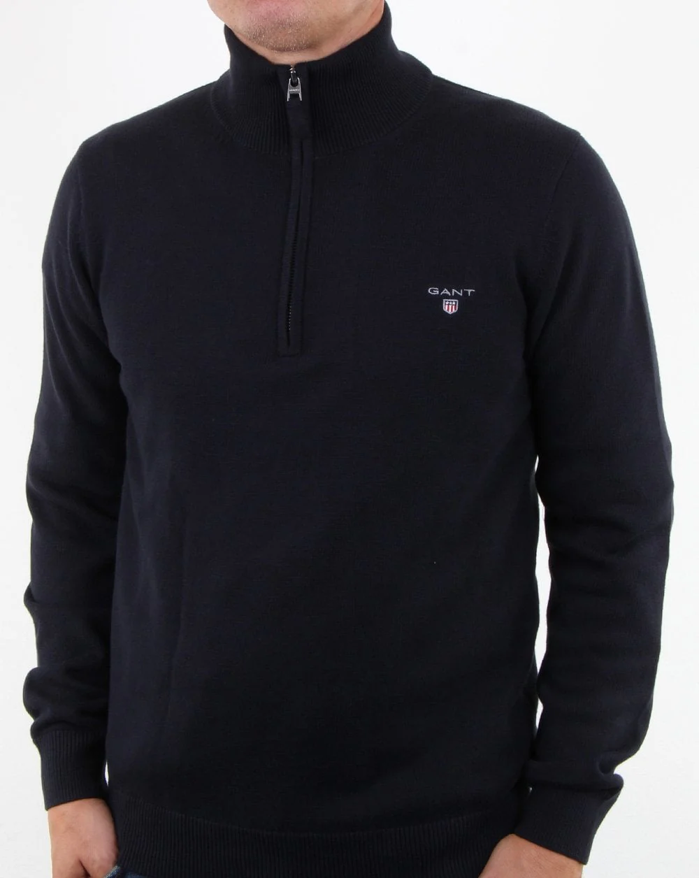 Gant Contrast Zip Knit jumper Navy - Image 2
