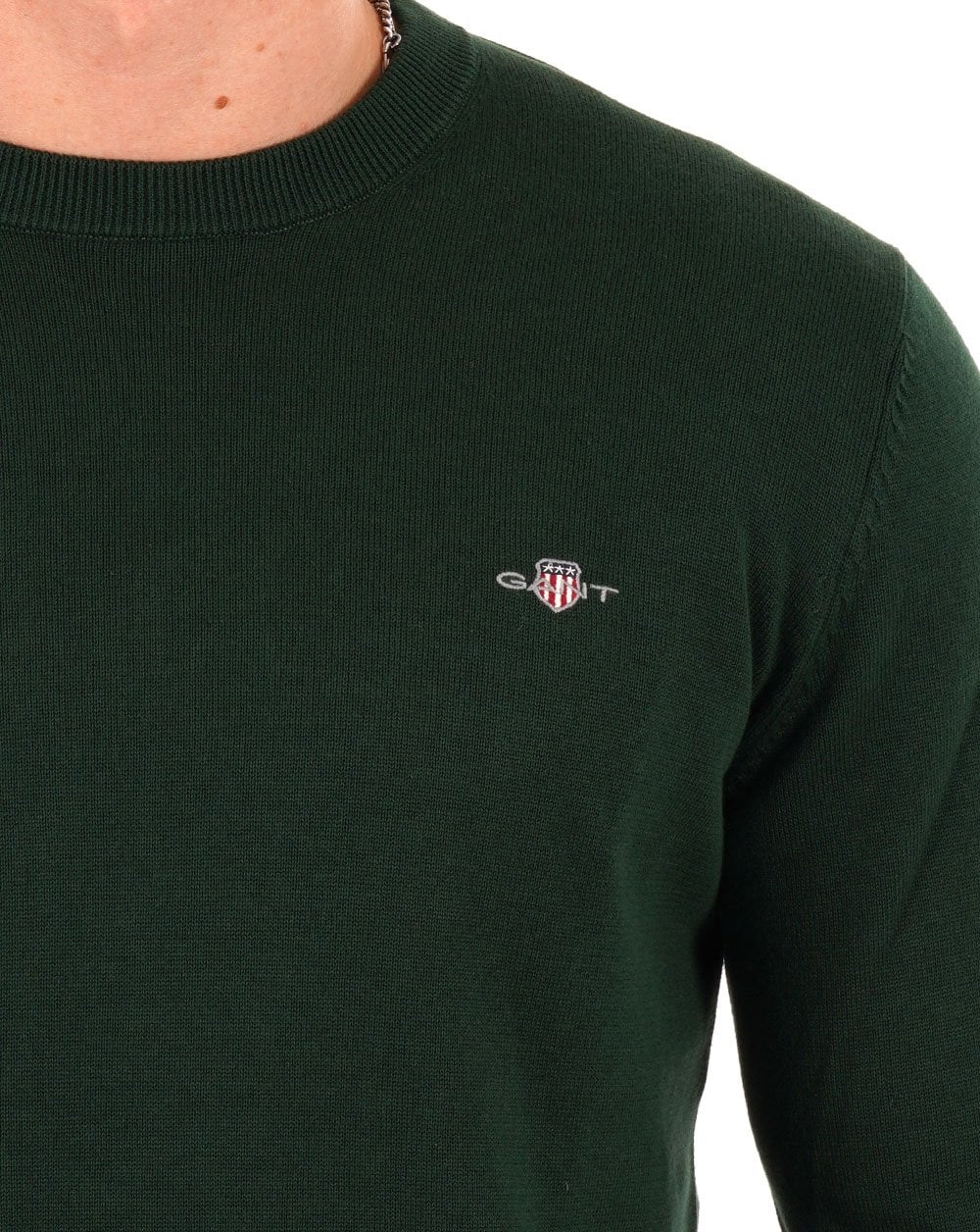 Gant Cotton Crew Neck Sweater Green - Image 2