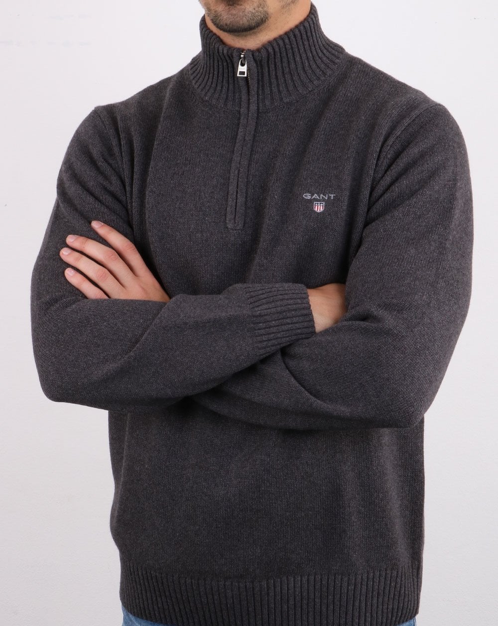 Gant Cotton Half Zip Grey - Image 4