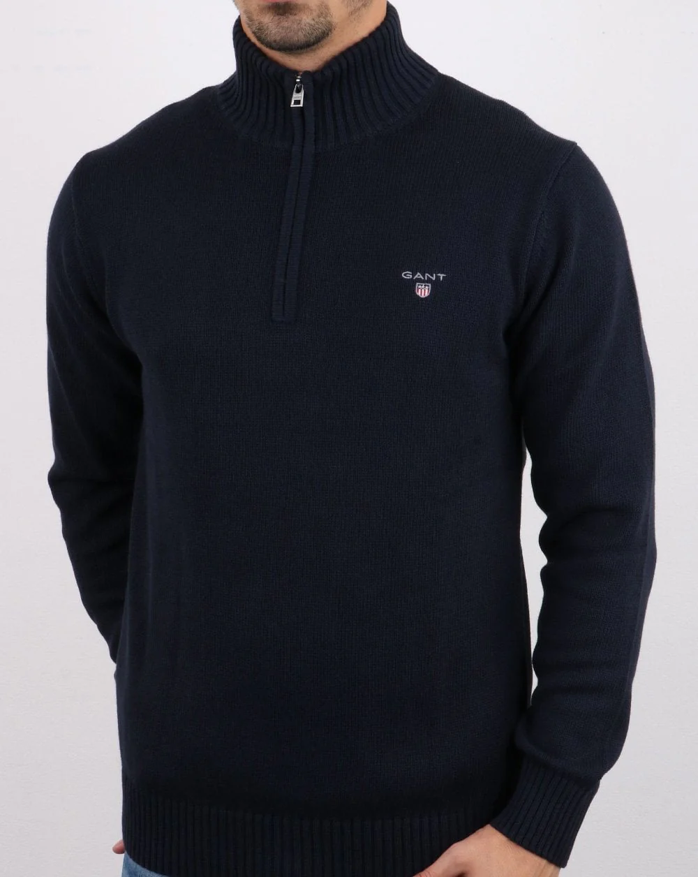 Gant Cotton Half Zip Navy - Image 4