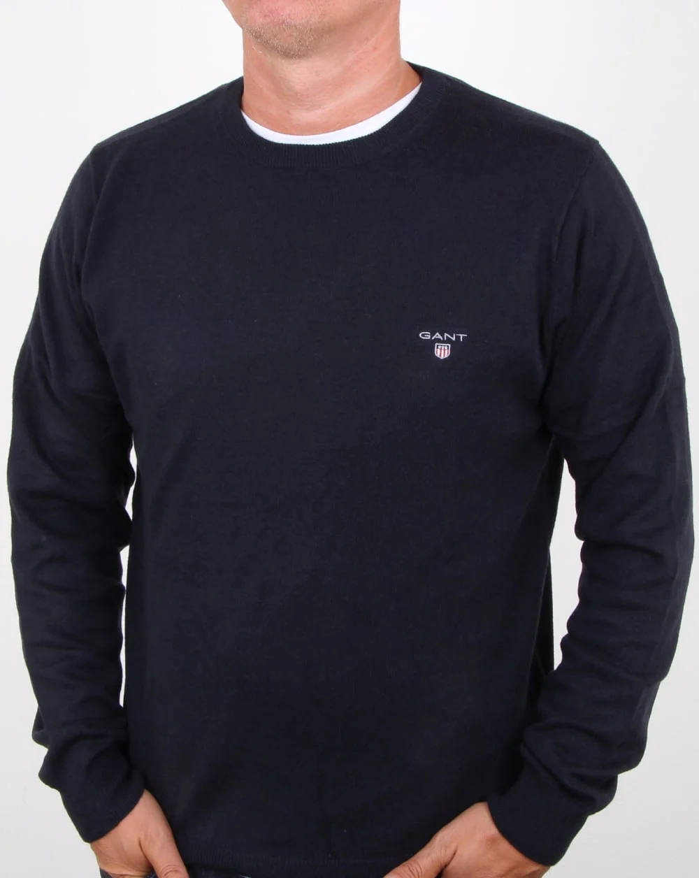 Gant Cotton Wool Crew Jumper Navy - Image 2