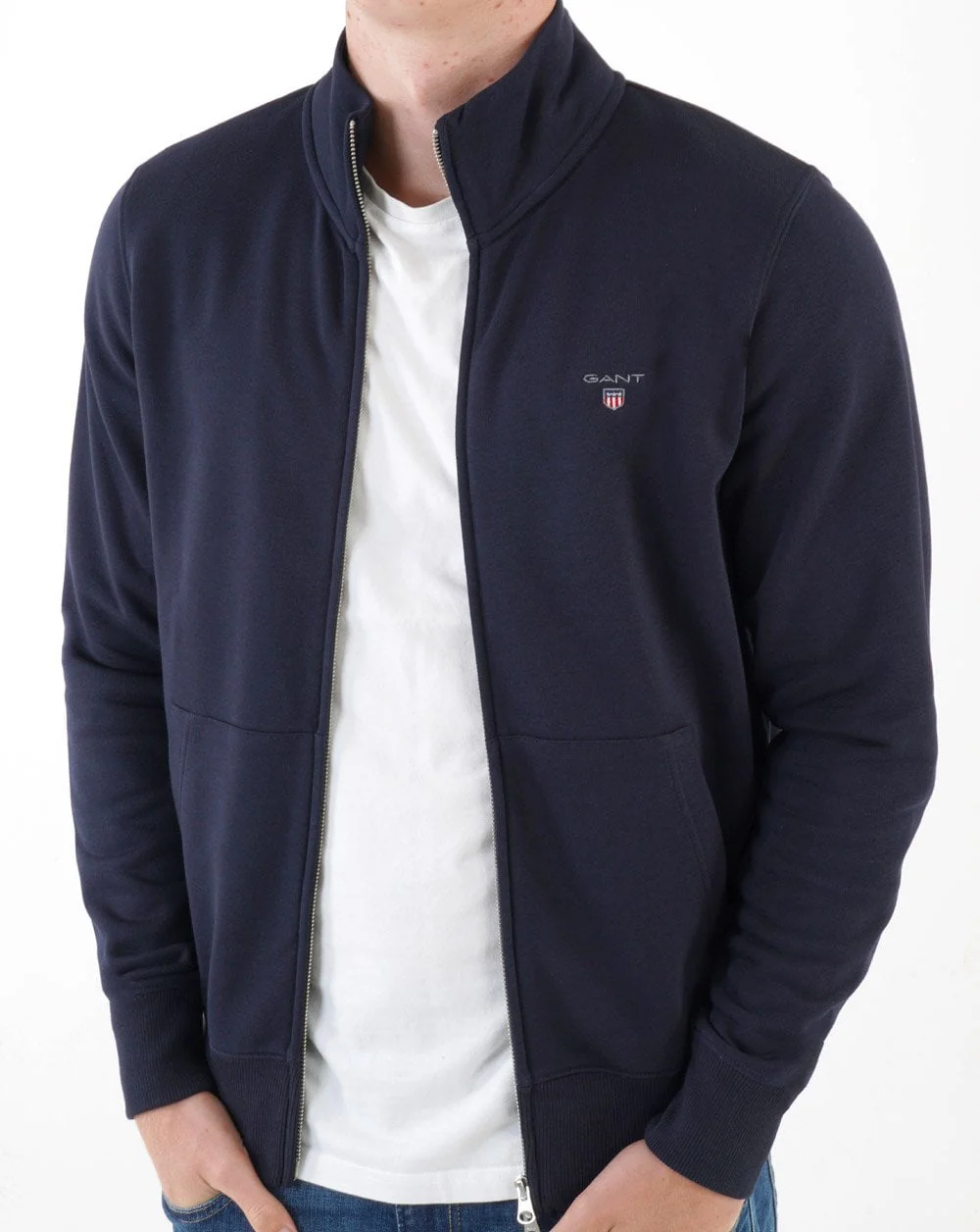 Gant Full Zip Sweat Navy Blue - Image 4