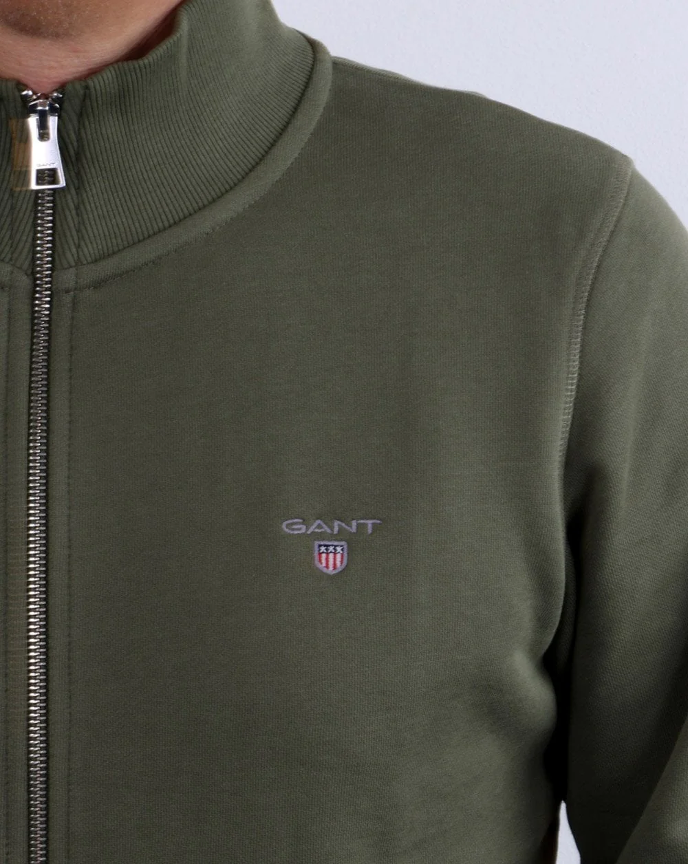 Gant Full Zip Sweatshirt Olive Green - Image 4