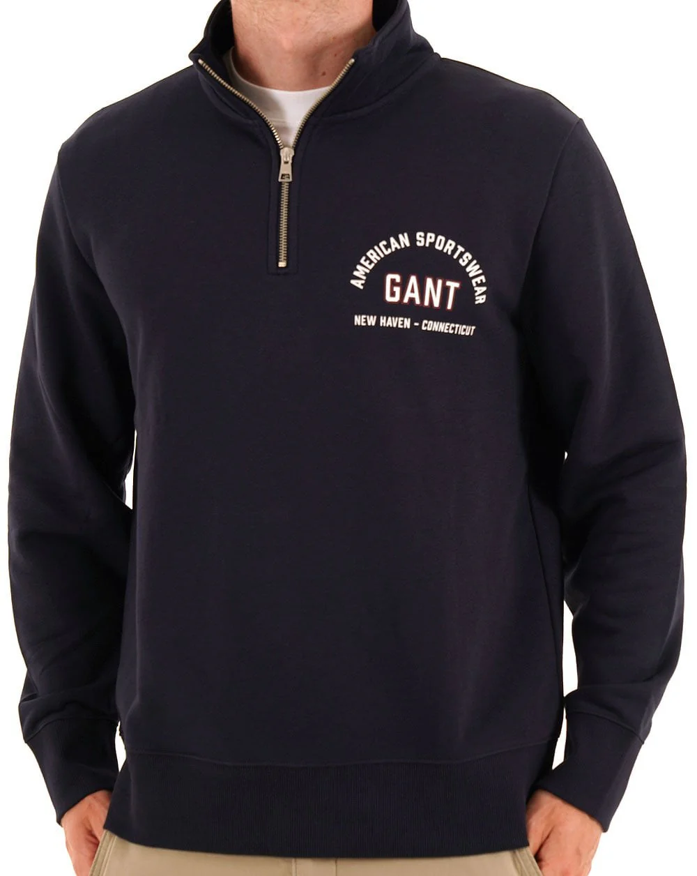 Gant Graphic Half Zip Sweatshirt Navy Blue - Image 3