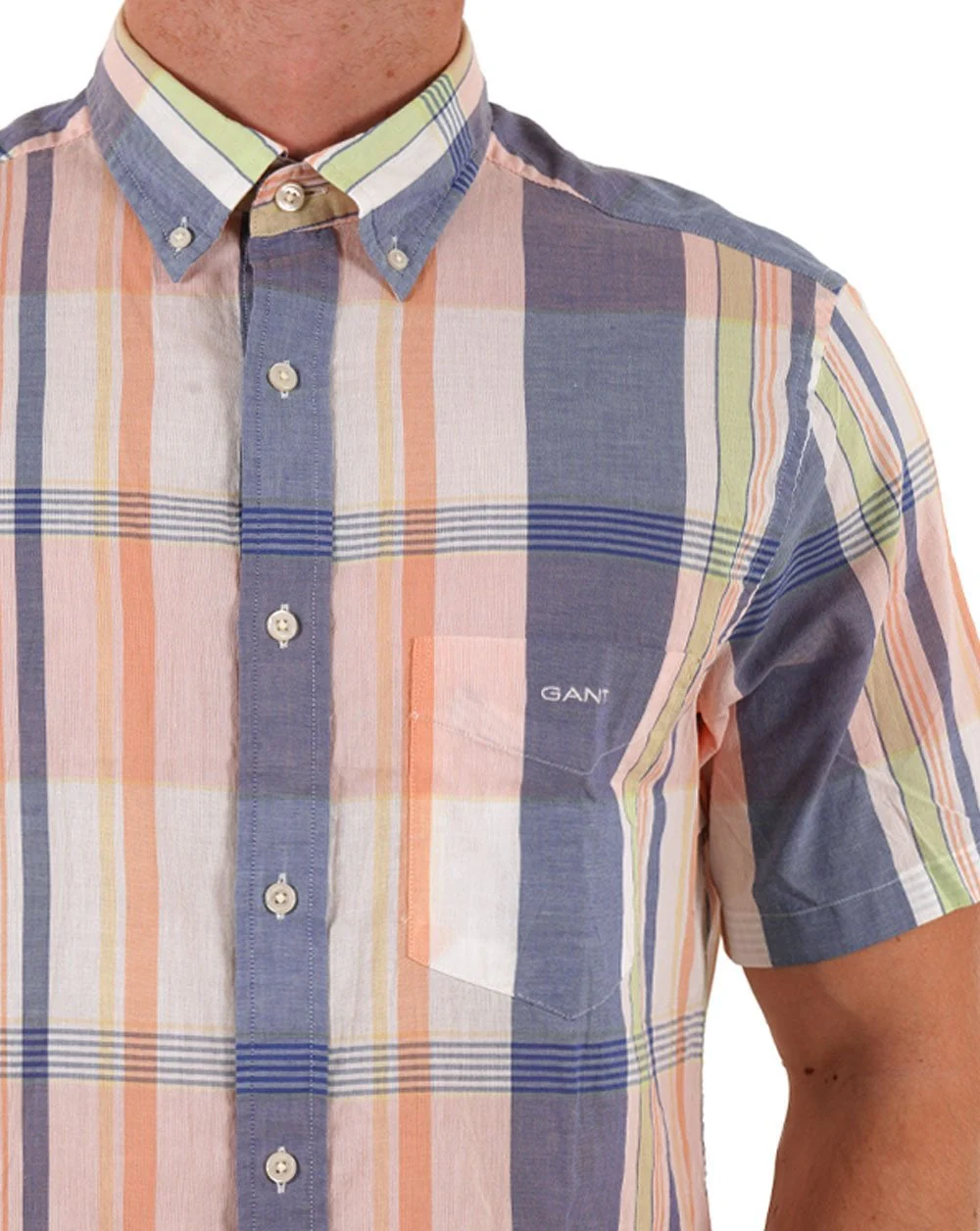 Gant Indian Madras Short Sleeve Shirt Eggshell - Image 2