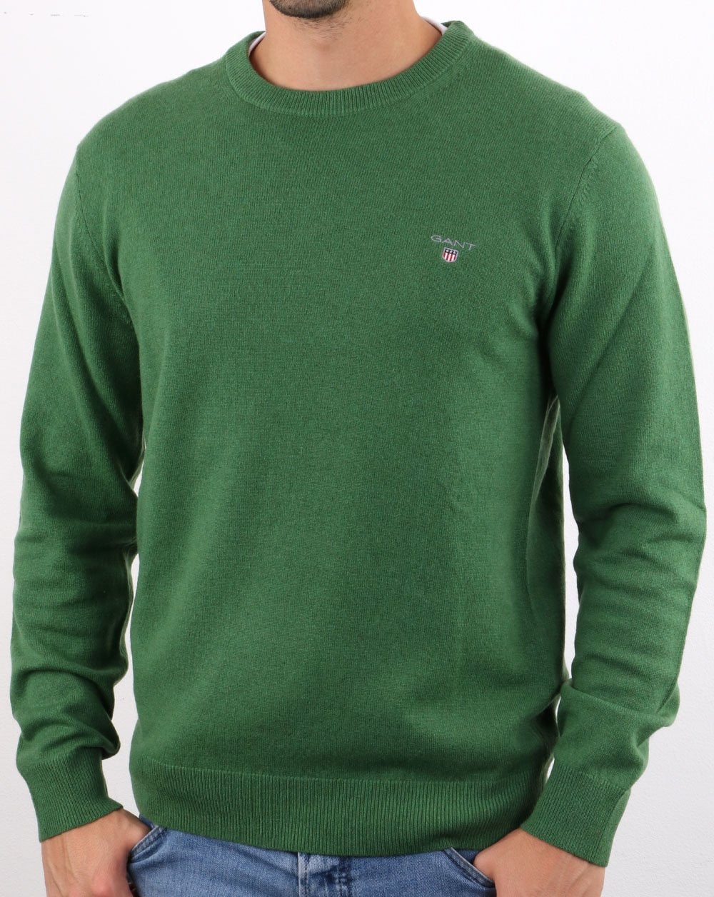 Gant Lambswool Crew Neck Jumper Green
