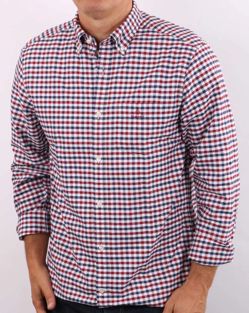 Gant Oxford Gingham Shirt Mahogany Red - Image 2