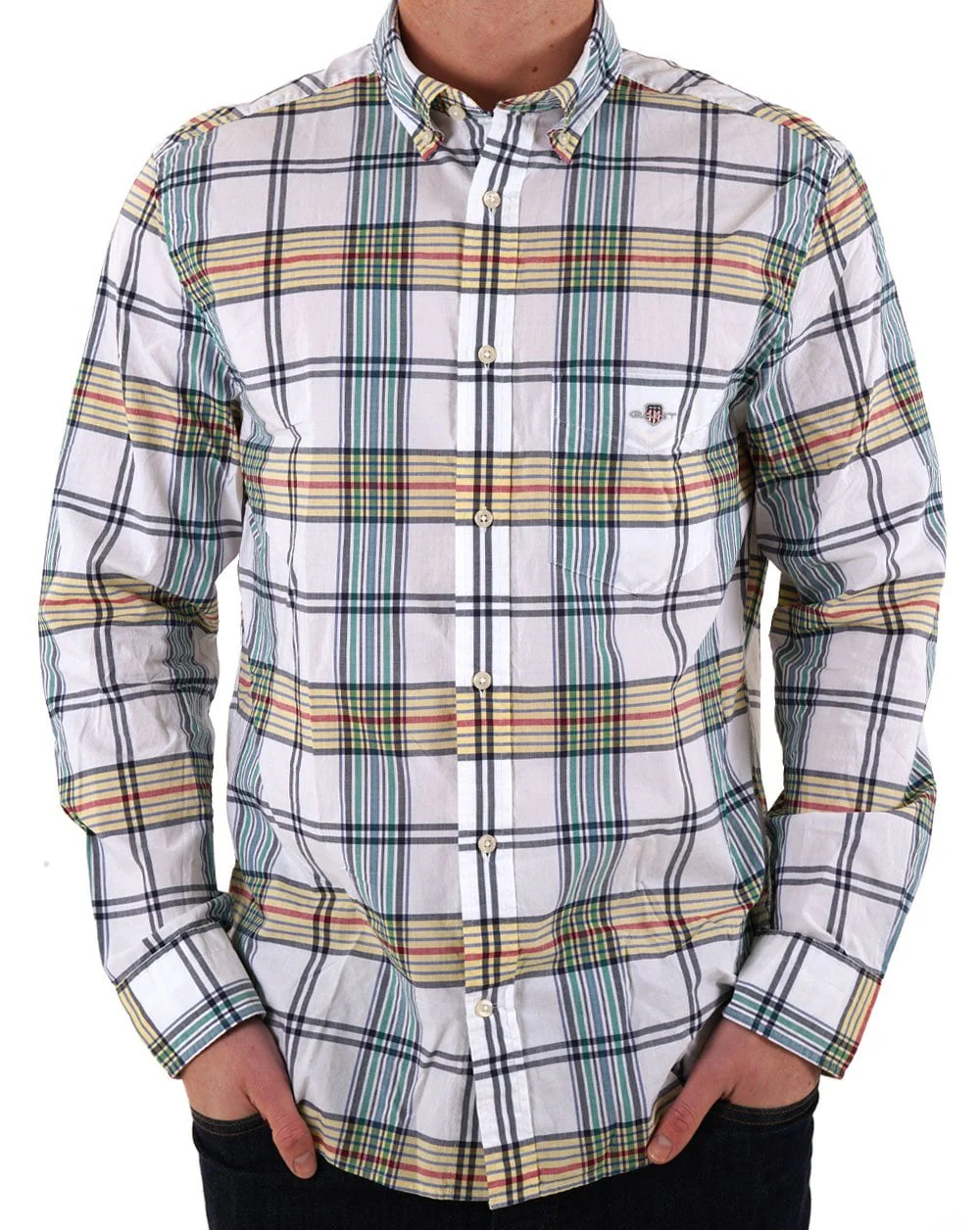 Gant Poplin Check Shirt White - Image 3