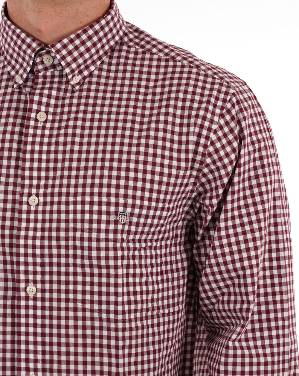 Gant Poplin Gingham Shirt Wine Red - Image 2