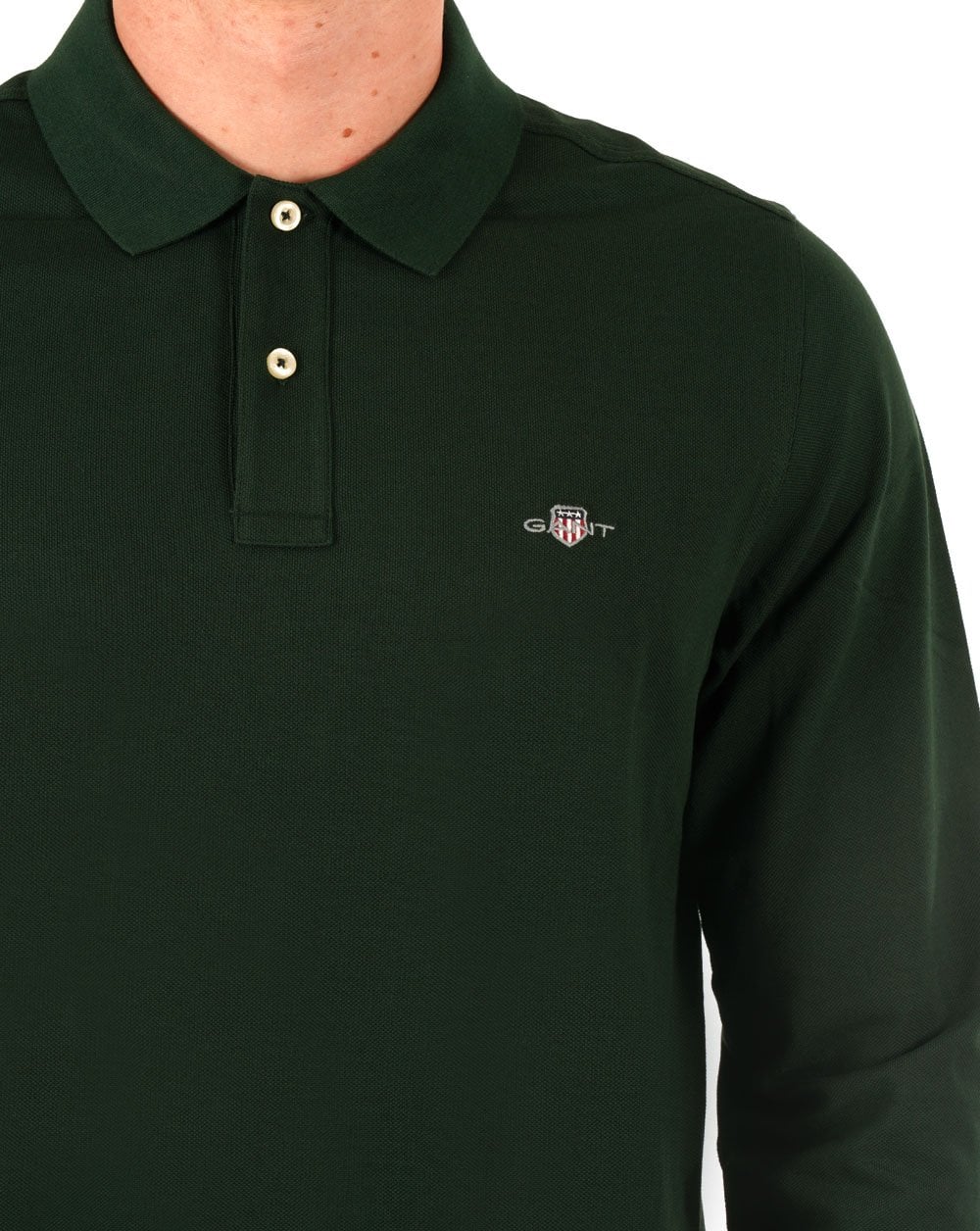 Gant Shield LS Pique Polo Dark Green - Image 2