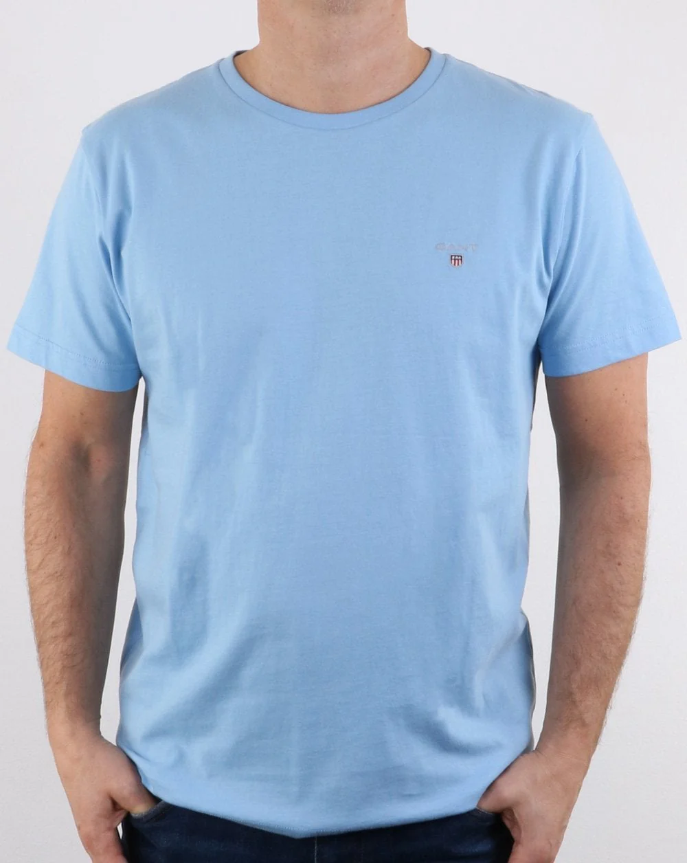 Gant Solid Crew Neck T Shirt Capri Blue - Image 2
