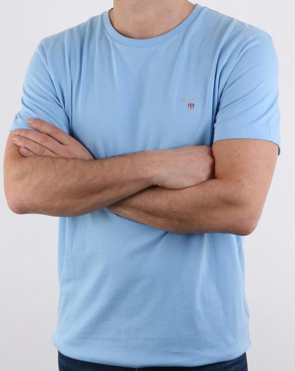 Gant Solid Crew Neck T Shirt Capri Blue - Image 3