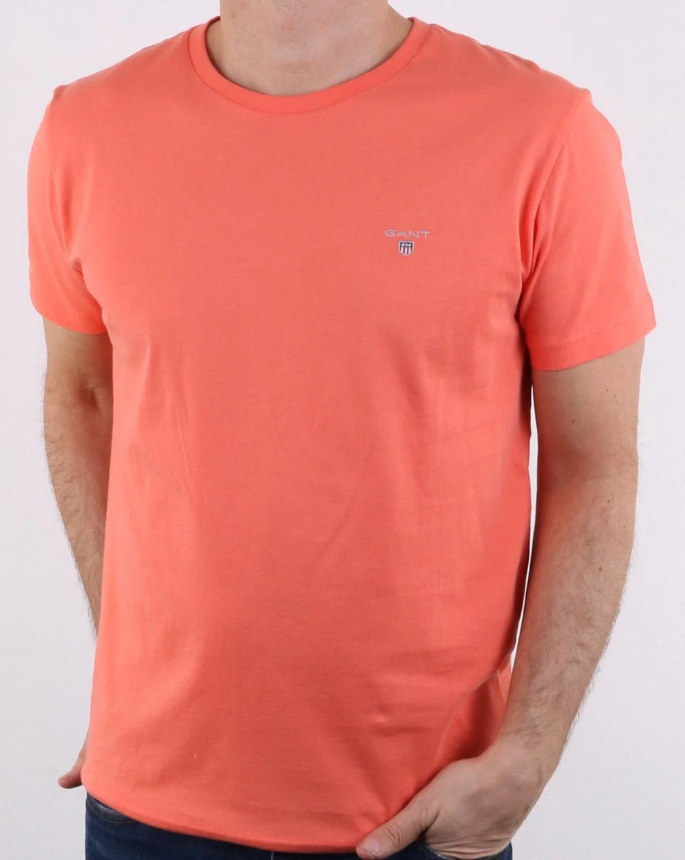 Gant Solid Crew Neck T Shirt Coral - Image 2